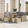 vidaXL Conjunto de sof&aacute; de jard&iacute;n con coj&iacute;n 8 pcs Beige y Gris Claro