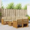 vidaXL Juegos de sof&aacute;s 9 pcs Natural y Beige Madera de Acacia S&oacute;lida