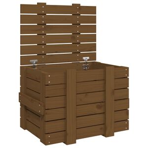 vidaXL Caja almacenaje madera maciza pino marr&oacute;n miel 58x40,5x42 cm