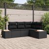 vidaXL Conjunto de sof&aacute;s de jard&iacute;n 4 pcs Negro Rat&aacute;n sint&eacute;tico