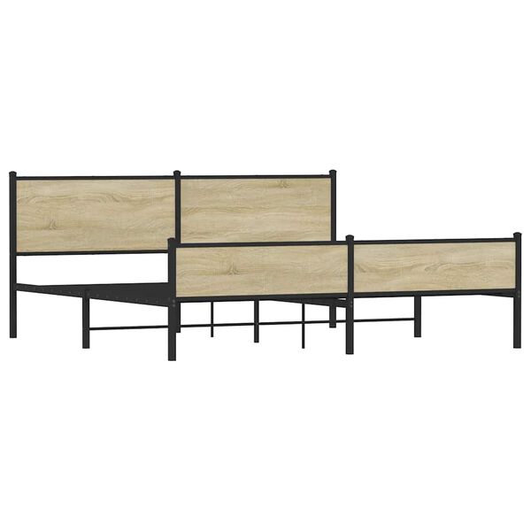 vidaXL Estructura de cama sin colch&oacute;n metal roble Sonoma 193x203 cm