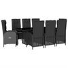 vidaXL Set de comedor de jard&iacute;n 9 pzas y cojines rat&aacute;n sint&eacute;tico negro