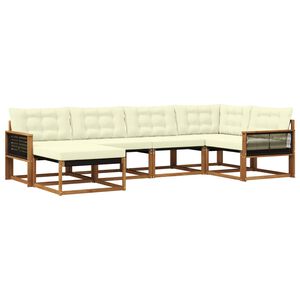 vidaXL Conjunto de sof&aacute;s de exterior con coj&iacute;n 6 pcs Natural y Crema