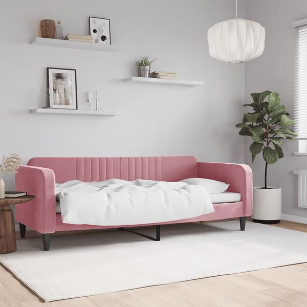 vidaXL Sof&aacute; cama sin colch&oacute;n terciopelo rosa 80x200 cm