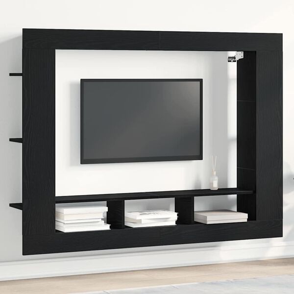 vidaXL Gabinete de TV Roble negro 152 x 22 x 113 cm