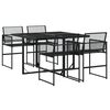 vidaXL Juego de comedor de jard&iacute;n 5 piezas rat&aacute;n sint&eacute;tico negro
