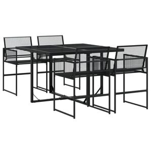 vidaXL Juego de comedor de jard&iacute;n 5 piezas rat&aacute;n sint&eacute;tico negro