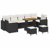 vidaXL Conjunto de sof&aacute;s de jard&iacute;n 10 uds. Negro rat&aacute;n sint&eacute;tico