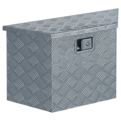 vidaXL Caja de aluminio 70x24x42 cm forma trapezoide plateada
