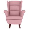 vidaXL Mecedora con respaldo alto de terciopelo rosa y madera maciza
