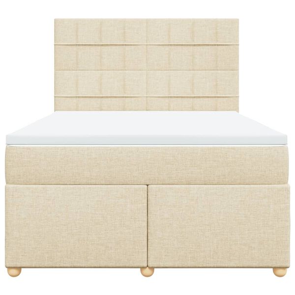 vidaXL Cama box spring con colch&oacute;n tela color crema 140x200 cm