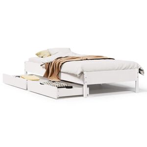 vidaXL Estructura de cama sin colch&oacute;n madera maciza blanca 75x190 cm