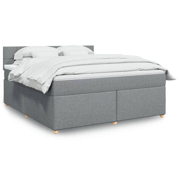 vidaXL Cama box spring con colch&oacute;n tela gris claro 180x200 cm