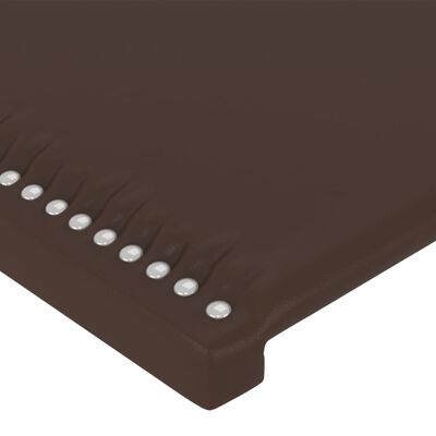 vidaXL Cabecero con LED cuero sintético marrón 147x16x118/128 cm
