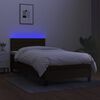vidaXL Cama box spring colch&oacute;n y luces LED tela negro 90x200 cm