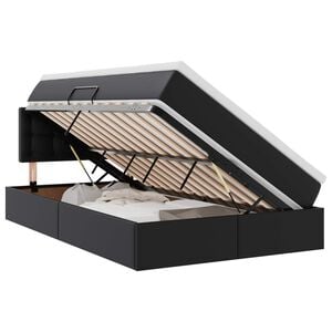 vidaXL Cama con almacenamiento y colch&oacute;n Negro 120 x 190 cm