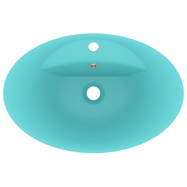 vidaXL Lavabo lujoso con rebosadero cer&aacute;mica verde claro 58,5x39cm