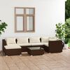 vidaXL Set muebles de jard&iacute;n 7 piezas y cojines rat&aacute;n sint&eacute;tico marr&oacute;n