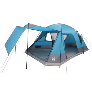 vidaXL Tienda Caba&ntilde;a con techo Azul 12 personas Poli&eacute;ster y Acero