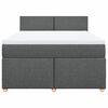 vidaXL Cama box spring con colch&oacute;n tela gris oscuro 140x190 cm