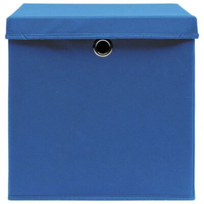 vidaXL Cajas de almacenaje con tapas 10 uds tela azul 32x32x32 cm