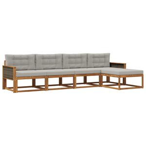 vidaXL Conjunto de sof&aacute;s de exterior 5 pcs Natural y Gris Claro