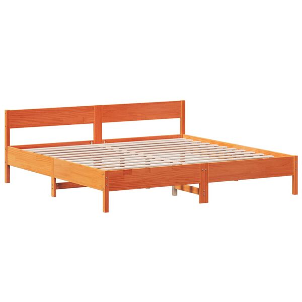 vidaXL Cama sin colch&oacute;n madera maciza de pino marr&oacute;n cera 180x200 cm