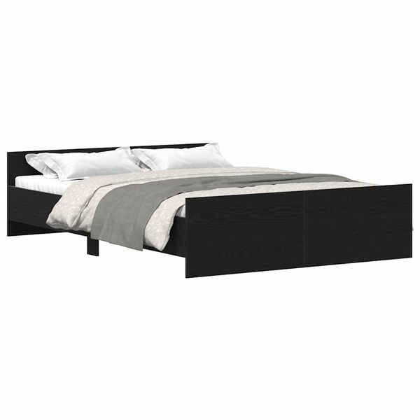 vidaXL Estructura de cama sin colch&oacute;n roble negro 135x190 cm