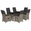 vidaXL Set comedor jard&iacute;n 7 pzas y cojines rat&aacute;n sint&eacute;tico gris