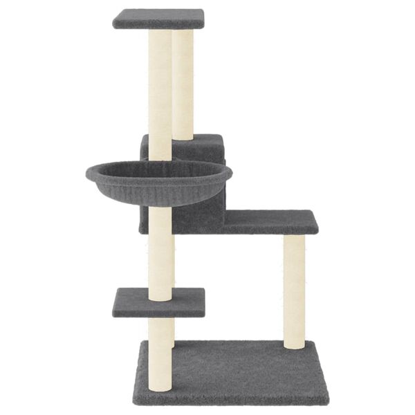 vidaXL Rascador para gatos con postes de sisal gris oscuro 95 cm