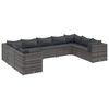 vidaXL Set de muebles de jard&iacute;n 9 pzas y cojines rat&aacute;n sint&eacute;tico gris