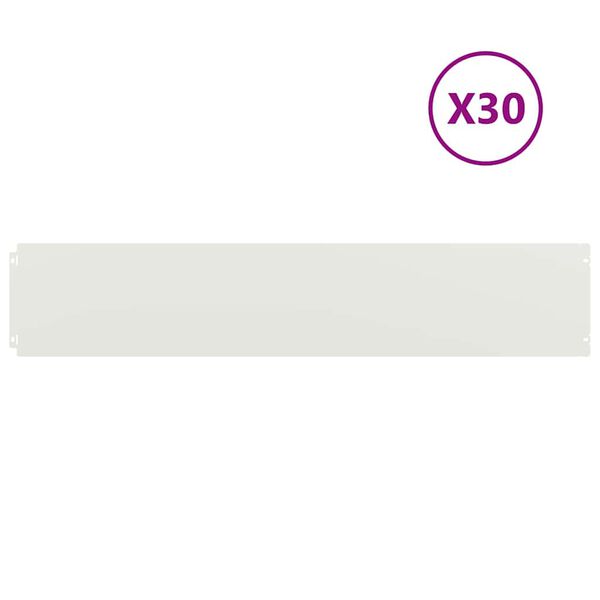 vidaXL Bordes para césped 30 uds acero laminado frío blanco 20x103 cm