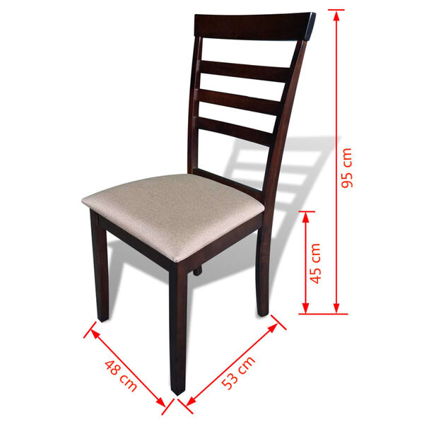 vidaXL Sillas de comedor 6 unidades madera maciza marr&oacute;n y tela crema