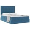vidaXL Cama con almacenamiento y colch&oacute;n Azul Oscuro 140 x 190 cm