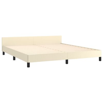 vidaXL Estructura de cama con cabecero cuero sintético crema 160x200cm