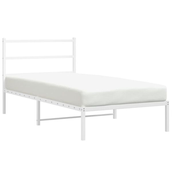 vidaXL Estructura cama sin colch&oacute;n con cabecero metal blanco 100x190cm