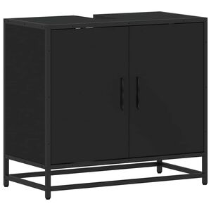 vidaXL Mueble ba&ntilde;o para lavabo madera ingenier&iacute;a negro 65 x 33 x 60 cm