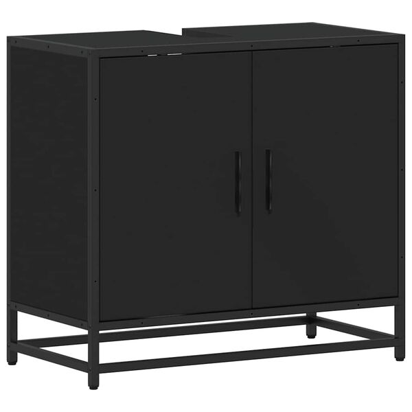 vidaXL Mueble ba&ntilde;o para lavabo madera ingenier&iacute;a negro 65 x 33 x 60 cm