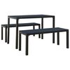 vidaXL Set de comedor de jard&iacute;n 3 pzas acero y WPC negro