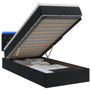 vidaXL Cama tipo otomana con colch&oacute;n y LED Negro 90 x 190 cm
