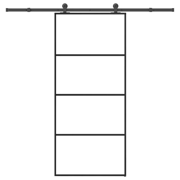 vidaXL Puerta corredera con set herrajes vidrio ESG aluminio 90x205 cm