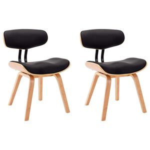 vidaXL Sillas de comedor 2 uds madera curvada y cuero sint&eacute;tico negro