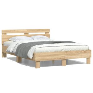vidaXL Cama con cabecero madera de ingenier&iacute;a roble Sonoma 120x200 cm