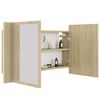 vidaXL Armario espejo de ba&ntilde;o LED acr&iacute;lico roble Sonoma 80x12x45 cm