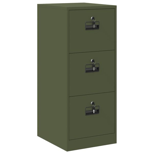 vidaXL Mueble archivador con caj&oacute;n Verde Oliva 44 x 50 x 106.5 cm