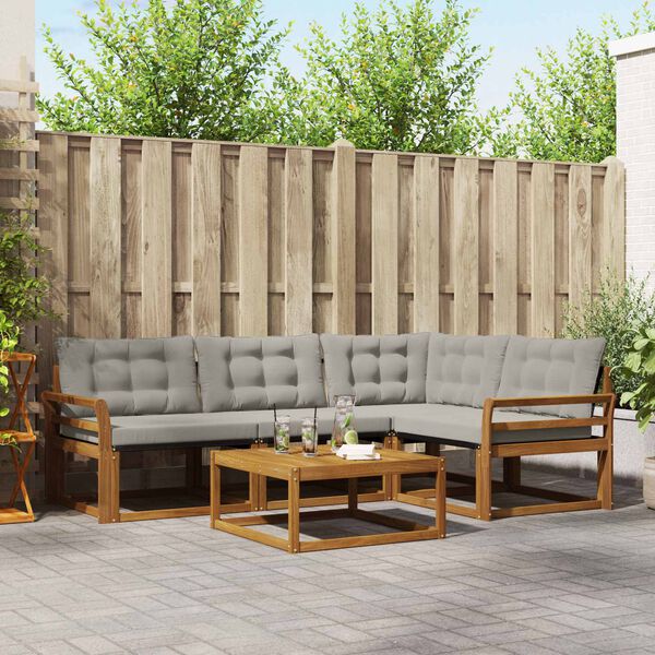 vidaXL Conjunto de sof&aacute;s de exterior 5 pcs Gris Natural y Claro