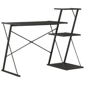 vidaXL Escritorio con estanter&iacute;a negro 116x50x93 cm