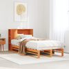vidaXL Cama con estanter&iacute;a sin colch&oacute;n madera maciza marr&oacute;n 75x190 cm