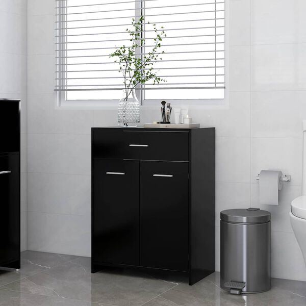 vidaXL Armario de ba&ntilde;o madera contrachapada negro 60x33x80 cm