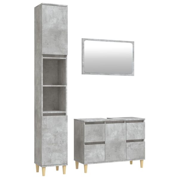 vidaXL Set muebles de ba&ntilde;o 2 piezas madera contrachapada gris hormig&oacute;n